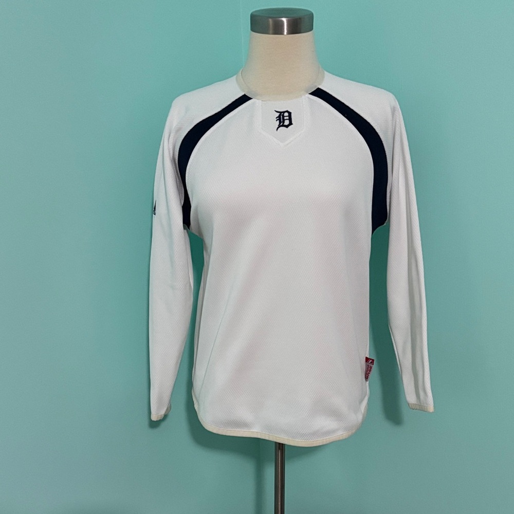 Majestic Authentic Collection Detroit Tigers White and Blue Top